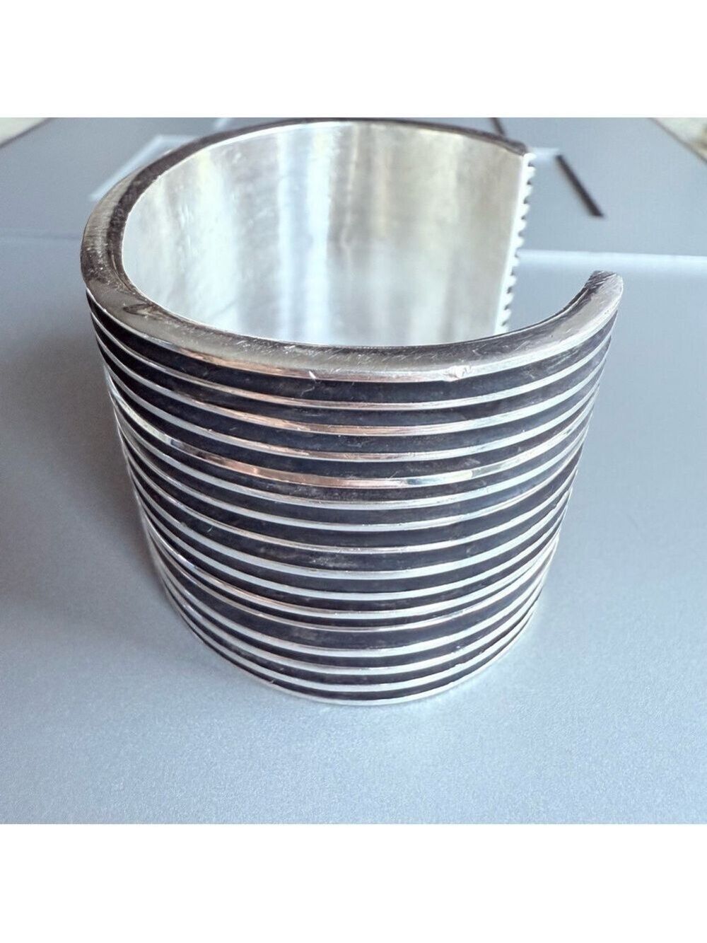 MASSIVE Navajo HS Herman Smith Rare Southwest Sterling Silver Wide Cuff … - Picture 7 of 13